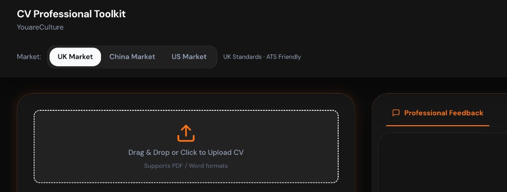 CV Professional Toolkit interface screenshot
